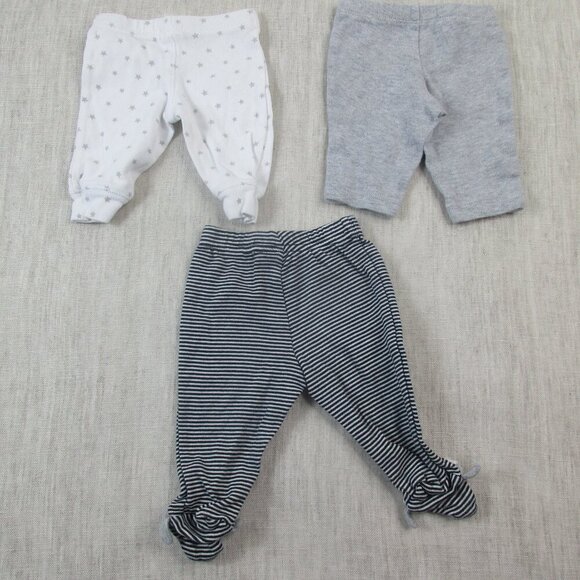 Lot of 3 Carter's Footed Leggings Baby Girl Newborn Grey White Star Stripe Sheep - Picture 3 of 3